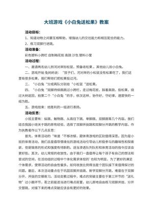 幼儿园大班游戏优秀教案《小白兔送松果》 包含反思预览
