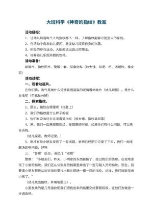 幼儿园大班科学优秀教案《神奇的指纹》 包含反思预览