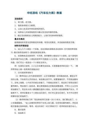 幼儿园中班游戏教案《汽车拉力赛》 包含反思预览
