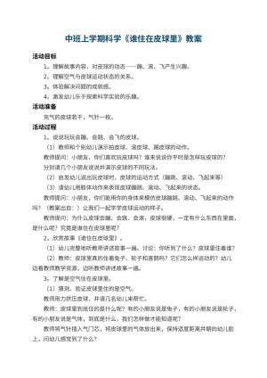 幼儿园中班上学期科学教案《谁住在皮球里》 包含反思