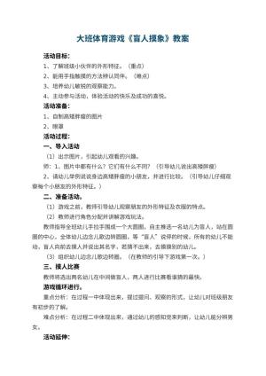 幼儿园大班体育游戏教案《盲人摸象》 包含反思预览