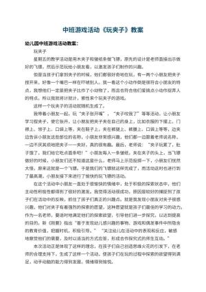 幼儿园中班游戏活动教案《玩夹子》 包含反思预览