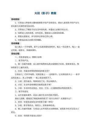 幼儿园大班教案《影子》预览
