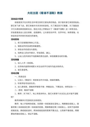 幼儿园大班主题教案《看谁不湿鞋》 包含反思预览