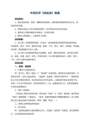 幼儿园中班科学优秀教案《转起来》 包含反思预览