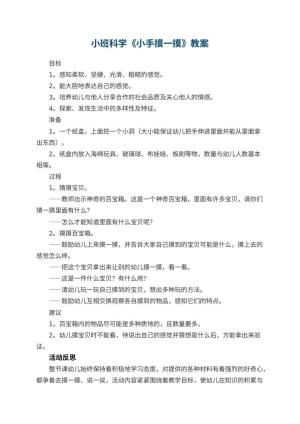 幼儿园小班科学优秀教案《小手摸一摸》 包含反思预览