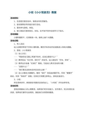 幼儿园小班教案《小小驾驶员》 包含反思预览