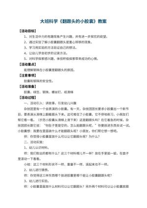 幼儿园大班科学教案《翻跟头的小胶囊》 包含反思预览