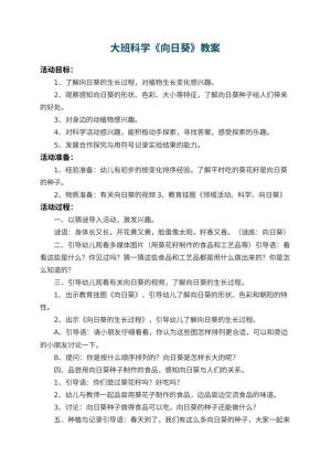 幼儿园大班科学教案《向日葵》 包含反思预览