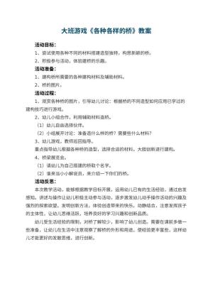 幼儿园大班游戏优秀教案《各种各样的桥》 包含反思预览