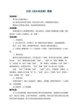 幼儿园大班教案《龙头咬龙尾》 包含反思预览