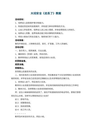 幼儿园大班安全教案《走丢了》 包含反思预览