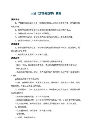 幼儿园大班教案《方便的超市》预览