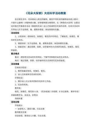 幼儿园《花朵大探索》大班科学活动教案