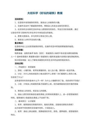 幼儿园大班科学教案《好玩的磁铁》 包含反思预览