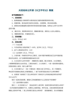 幼儿园大班绘本公开课教案《大卫不可以》 包含反思预览