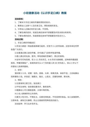 幼儿园小班健康活动教案《认识手足口病》预览