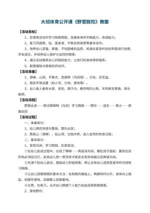 幼儿园大班体育公开课教案《野营脱险》 包含反思预览