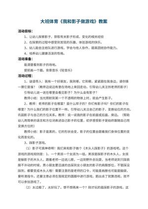 幼儿园大班体育教案《我和影子做游戏》 包含反思预览