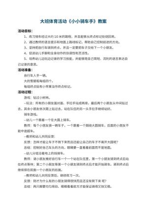 幼儿园大班体育活动优秀教案《小小骑车手》预览