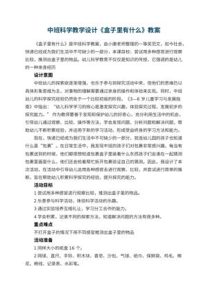幼儿园中班科学教学设计《盒子里有什么》 包含反思