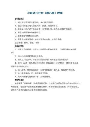 幼儿园小班幼儿社会教案《康乃謦》 包含反思预览