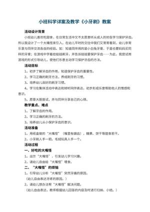 幼儿园小班科学教案详案及教学《小牙刷》 包含反思