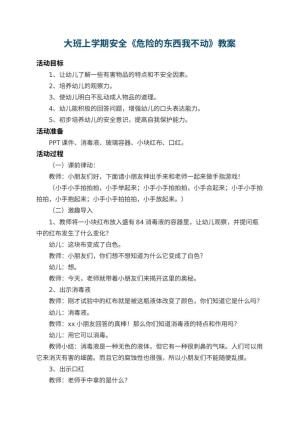 幼儿园大班上学期安全教案《危险的东西我不动》 包含反思