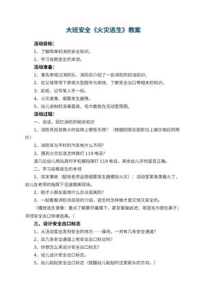 幼儿园大班安全优秀教案《火灾逃生》 包含反思预览