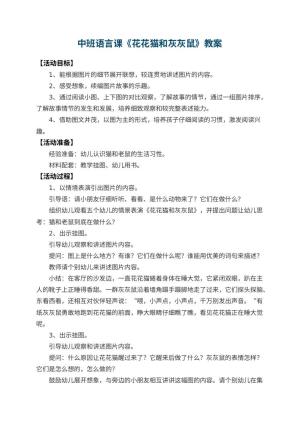 幼儿园中班语言课教案《花花猫和灰灰鼠》 包含反思预览