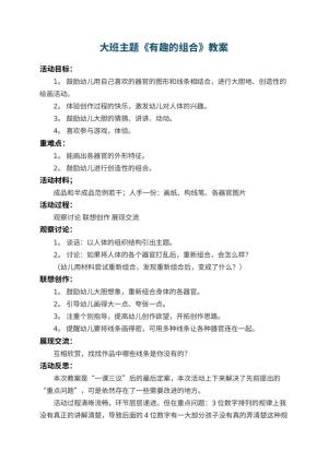 幼儿园大班主题教案《有趣的组合》 包含反思预览
