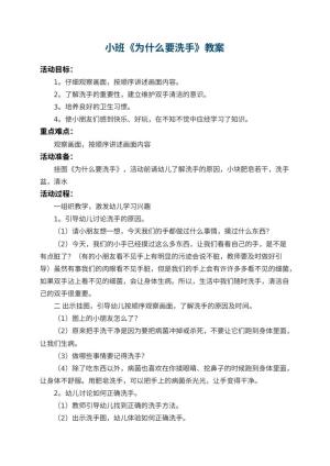 幼儿园小班教案《为什么要洗手》