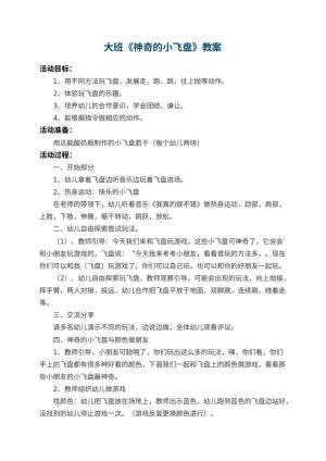 幼儿园大班教案《神奇的小飞盘》预览