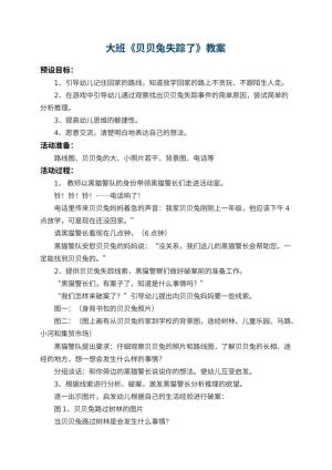 幼儿园大班教案《贝贝兔失踪了》预览