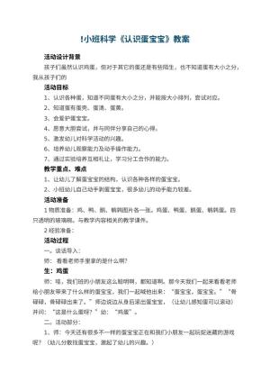 幼儿园优秀教案!小班科学《认识蛋宝宝》 包含反思预览