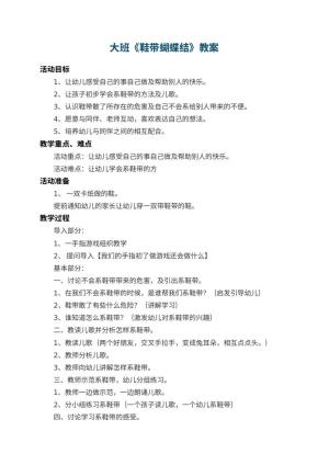 幼儿园大班教案《鞋带蝴蝶结》 包含反思