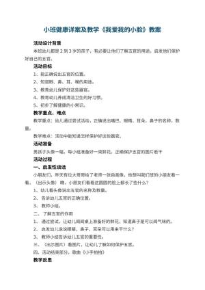 幼儿园小班健康详案教案及教学《我爱我的小脸》 包含反思预览