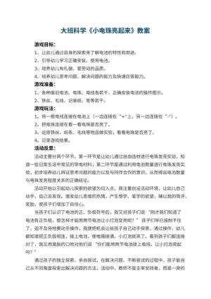幼儿园大班科学优秀教案《小电珠亮起来》 包含反思预览