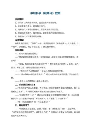幼儿园中班科学教案《蔬菜汤》 包含反思