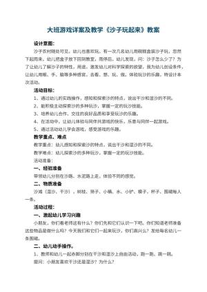 幼儿园大班游戏教案详案及教学《沙子玩起来》 包含反思