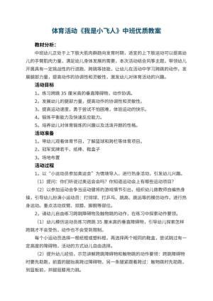 幼儿园体育活动《我是小飞人》中班优质教案预览