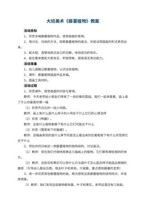 幼儿园大班美术优秀教案《藤蔓植物》 包含反思预览