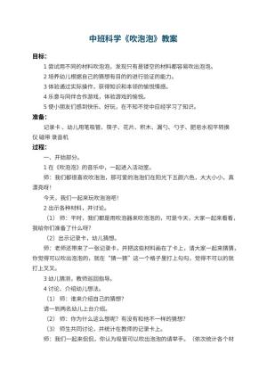 幼儿园中班科学教案《吹泡泡》 包含反思预览