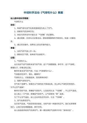 幼儿园中班科学活动教案《气球吃什么》 包含反思预览