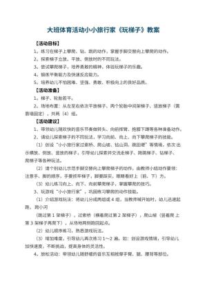 幼儿园大班体育活动小小旅行家《玩梯子》教案预览