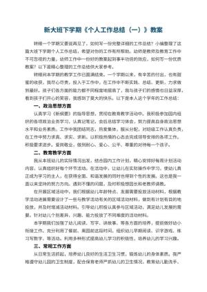 幼儿园新大班下学期《个人工作总结（一）》预览