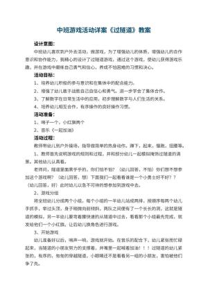 幼儿园中班游戏活动教案详案《过隧道》 包含反思预览