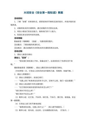 幼儿园教案大班安全教案《安全第一我知道》