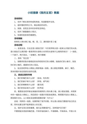 幼儿园小班健康教案《我的五官》 包含反思预览