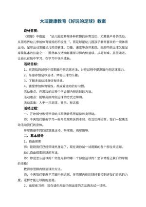 幼儿园大班健康教育教案《好玩的足球》 包含反思预览